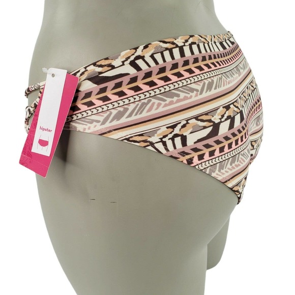 Beige Hipster Bikini Swim Bottom Juniors 3/5 Womens 0/2 Strappy Sides - Picture 3 of 12